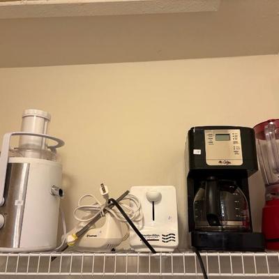 blender $9 
Mr. coffee $15
toaster $6
food chopper $12
electric knife $4