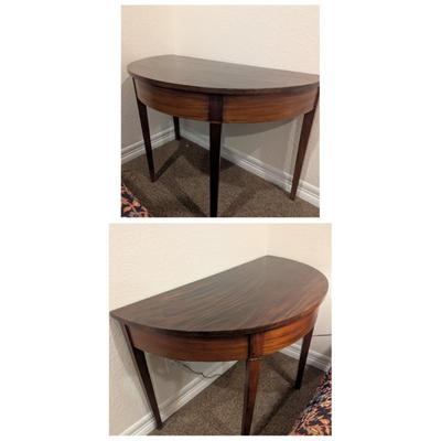 Lot #204 - Antique Mahogany Demi Lune Console Tables