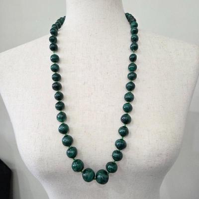 Lot #250 - Heavy Malachite Stone Necklace