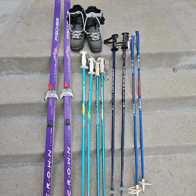Lot #214 - Fischer Purple Skis, Koflach Boots, and Ski Poles Set