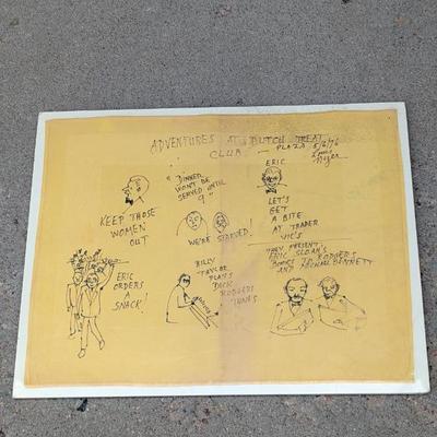 Lot #243 - Signed Drawings by Louis Nizer, Dutch Treat Club, Featuring Artist Eric Sloane, Musician Billy Taylor, & More
