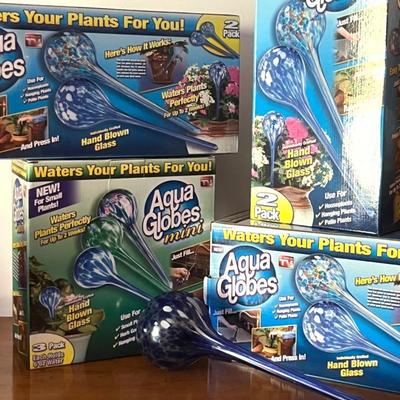 Aqua Globes Hand Blown Glass Plant Waterers (8)