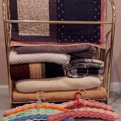 Brass Quilt Rack Crocheted Blankets And More
