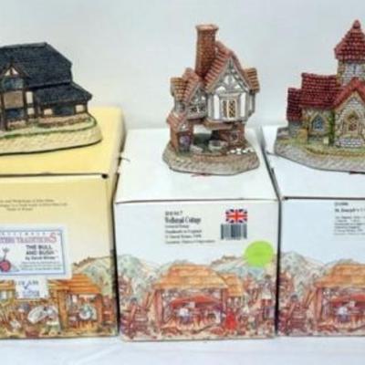1131	5 DAVID WINTER HAND PAINTED COTTAGES, BROOKSTONE WISHING WELL ARTIST SIGNED, THE BULL & BUSH, WELLSTEAD COTTAGE ARTIST SIGNED,...