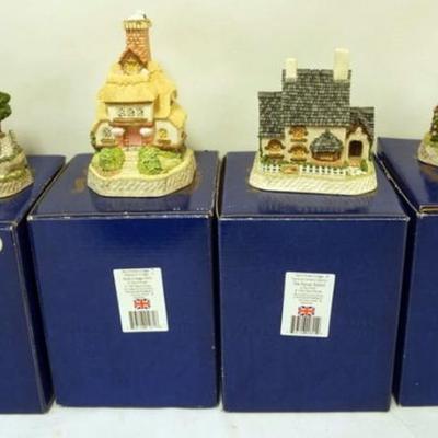 1165	4 DAVID WINTER HAND PAINTED COTTAGES, ELFIN COTTAGE SIGNED BY ARTIST, MOTHER'S COTTAGE, STORK COTTAGE - GIRL AND THE PARISH...