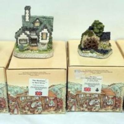1134	6 DAVID WINTER HAND PAINTED COTTAGES, THE CAT AND PIPE INN, SPINNERS COTTAGE, THE SEMINARY, WILTSHIRE WATER WHEEL, STAFORDSHIRE...