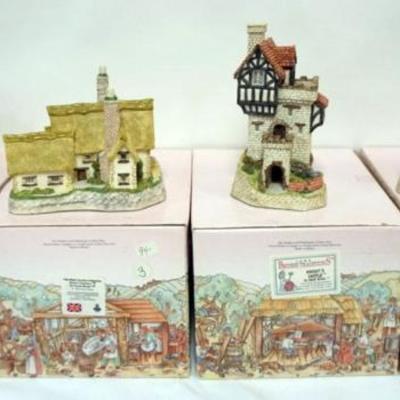 1151	4 DAVID WINTER HAND PAINTED COTTAGES, THE WEST COUNTRY COTTAGE, THE MIDLANDS MINERS ROW, COTSWOLD VILLAGE AND KNIGHT'S CASTLE,...
