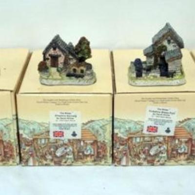 1136	6 DAVID WINTER HAND PAINTED COTTAGES,  CRAFTSMAN COTTAGE, SHROPSHIRE PIG SHELTER, CHESHIRE , YORKSHIRE SHEEPFOLD, BUCKINGHAMSHIRE...