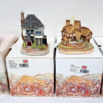 1144	4 DAVID WINTER HAND PAINTED COTTAGES, SINGLE COAST, SIGNAL BOX, SUFFOLK GARDENS AND THE TRUFFLEMAN'S HOUSE SIGNED BY ARTIST,...