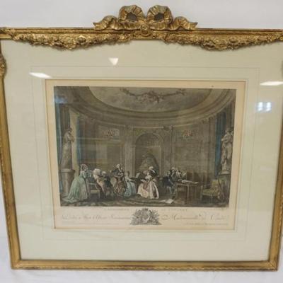 1159	FRENCH FRAMED ENGRAVING, GATHERING AT A CONCERT, APPROXIMATELY 30 IN X 28 IN OVERALL, LOSS TO FRAME
