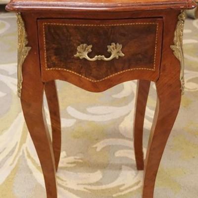 1278	FRENCH 1 DRAWER STAND WITH APPLIED METAL MOUNTS, APPROXIMATELY 16 IN X 17 IN X 30 IN H
