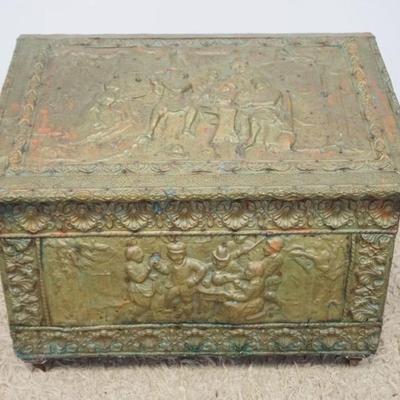 1301B	ENGLISH BRASS KINDLING BOX, APPROXIMATELY 28 IN X 17 IN X 22 IN HIGH
