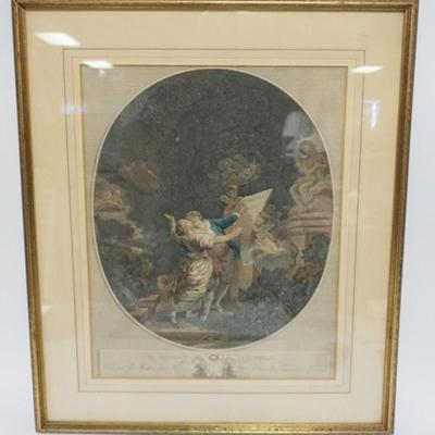 1169	FRAMED PRINT *LE SERMENT D'AMOUR*, APPROXIMATELY 21 IN X 26 IN OVERALL

