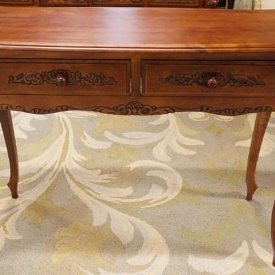 1285	2 DRAWER STAND WITH CARVED DRAWER FRONTS IN CHERRY FINISH, APPROXIMATELY 39 IN X 16 IN X 29 IN H
