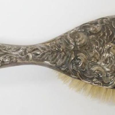1186	ORNATE VICTORIAN STERLING SILVER HAIR BRUSH, APPROXIMATELY 9 IN L
