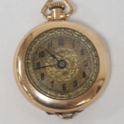 1219	ANTIQUE LADIES 14K GF 20 YEAR WATCH PENDANT
