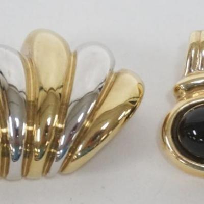 1242	2 - 14K GOLD LADIES PENDANTS, 1 WITH ONYX TYPE STONE, 5.37 DWT INCLUDING STONE
