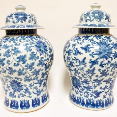 1111	CONTEMPORARY BLUE & WHITE ASIAN GINGER JARS, EACH APPROXIMATELY 18 IN H
