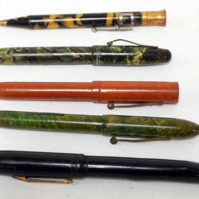 1200	GROUP OF ANTIQUE FOUNTAIN PENS AND PENCIL

