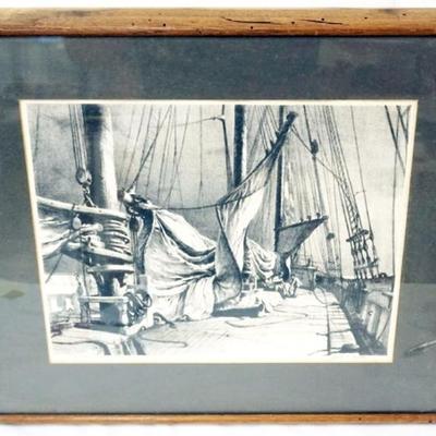 1153	FRAMED AND MATTED JOHN NOBLE SIGNED LITHOGRAPH TITLED *YOUNG AND DRYING GAILS*, APPROXIMATELY 20 IN X 23 IN OVERALL
