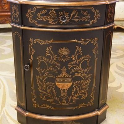 1281	FAUX PAINT DECORATED CORNER STAND WITH 1 DRAWER AND 1 DOOR, APPROXIMATELY 23 IN X 16 IN D X 30 IN H
