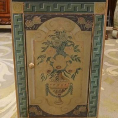1284	FAUX PAINT DECORATED 1 DOOR CORNER STAND, APPROXIMATELY 19 IN X 10 IN X 37 IN H

