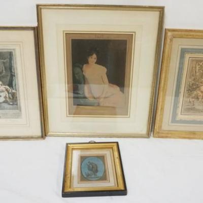 1170	GROUP OF 4 FRAMED FRENCH PRINTS, LARGEST APPROXIMATELY 18 IN X 22 IN
