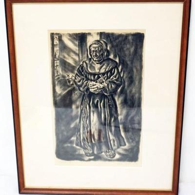 1152	FRAMED SIGNED LITHOGRAPH BY IVAN LORRAINE ALBRIGHT *FOLLOW ME*, APPROXIMATELY 17 IN X 21 IN OVERALL
