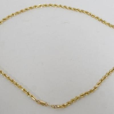 1228	14K GOLD LADIES ROPE NECKLACE MADE IN PERU, 7.93 DWT
