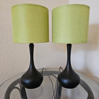 Lot #137 - Pair of Contemporary Table Lamps - Green Shades.
