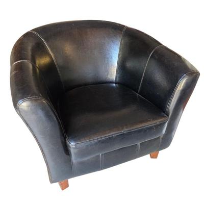 Lot #316 - Faux Leather Barrel Chair