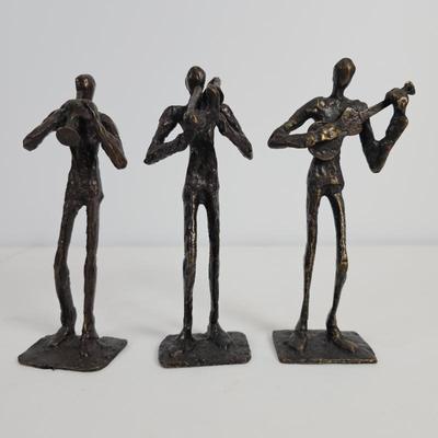 Lot #173 - Bernard Kim MCM Brutalist Bronze Jazz Band Sculptures Set of 3