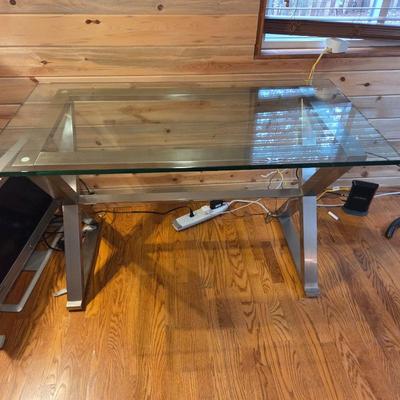 Lot #122 - Pottery Barn Ava Polished Nickel & Glass Desk