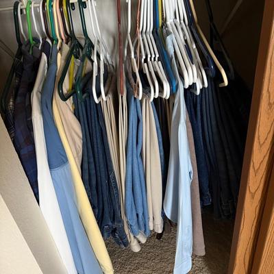 Men’s Clothing In 2 Closets, Including Ties & Belts & Tie/Belt Racks