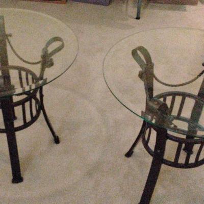 Pair Of Glass Nightstands 