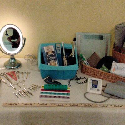 2 Lighted Mirrors And Misc Bathroom Accessories 