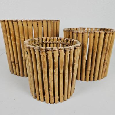 Lot #118 - Set of 3 Bamboo Planter Baskets