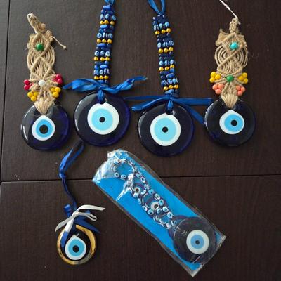 Lot #199 - Glass Evil Eye Macrame Beaded Wall Hangings