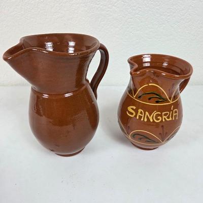 Lot #137 - Peregrino Terra Cotta Spanish Sangria Pitcher Plus Larger Pitcher