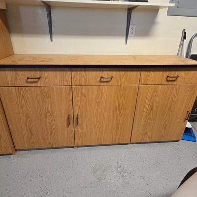 Lot #242 - Storage Utility Garage Cabinets With Extra Workbench Topper