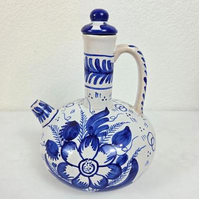 Lot #130 - Blue Floral Glazed Ceramic Jug
