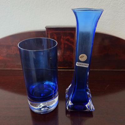 Lot #171 - Cobalt Blue Lead Crystal Vases Made in Italy