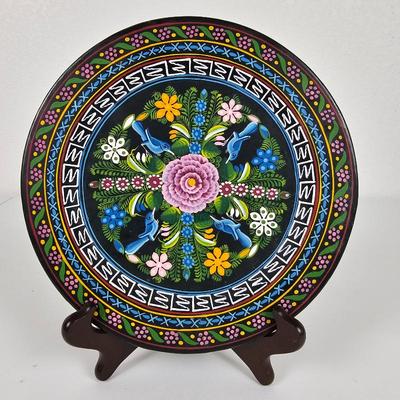 Lot #112 - Ukrainian Hand Painted Wood Plate