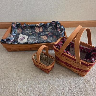 Lot #209 - Longaberger Hostess Collection Serving Tray, Seasons Greetings Basket & Sweetheart Valentine Basket