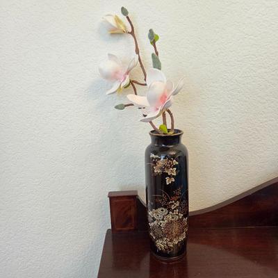 Lot #148 - Japanese Vase With Faux Magnolias