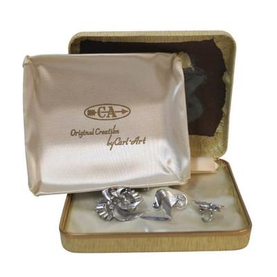 VINTAGE CA STERLING BROOCH AND EARRING SET