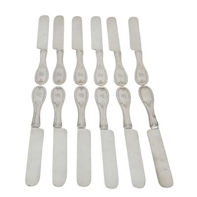 Twelve (12) Charleston South Carolina Coin Silver Butter Knives . Made by Hayden & Whilden (Charleston, South Carolina active...