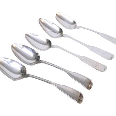 5 COIN SILVER LARGE SERVING SPOONS