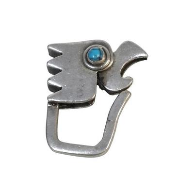 MID CENTURY STERLING SILVER TURQUOISE KEY HOLDER