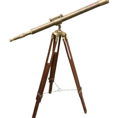 ANTIQUE NAUTICAL BRASS TELESCOPE ON TRIPOD STAND